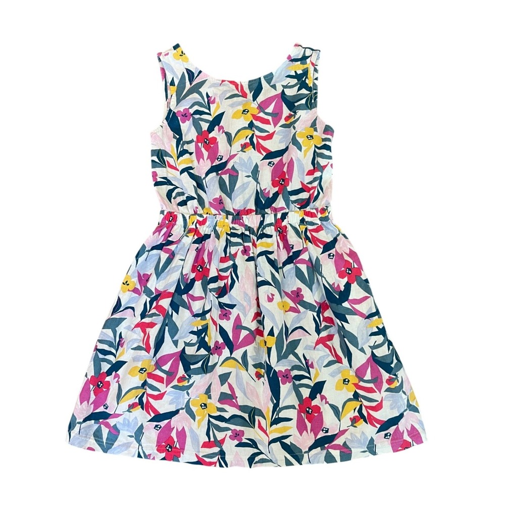 Carters Girls Floral Linen Colorful Sleeveless Dress Size 7 Spring Summer Church